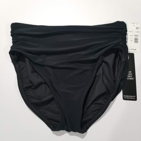 Magicsuit Shirred Bikini Bottom Black Size 12 - Picture 2 of 9